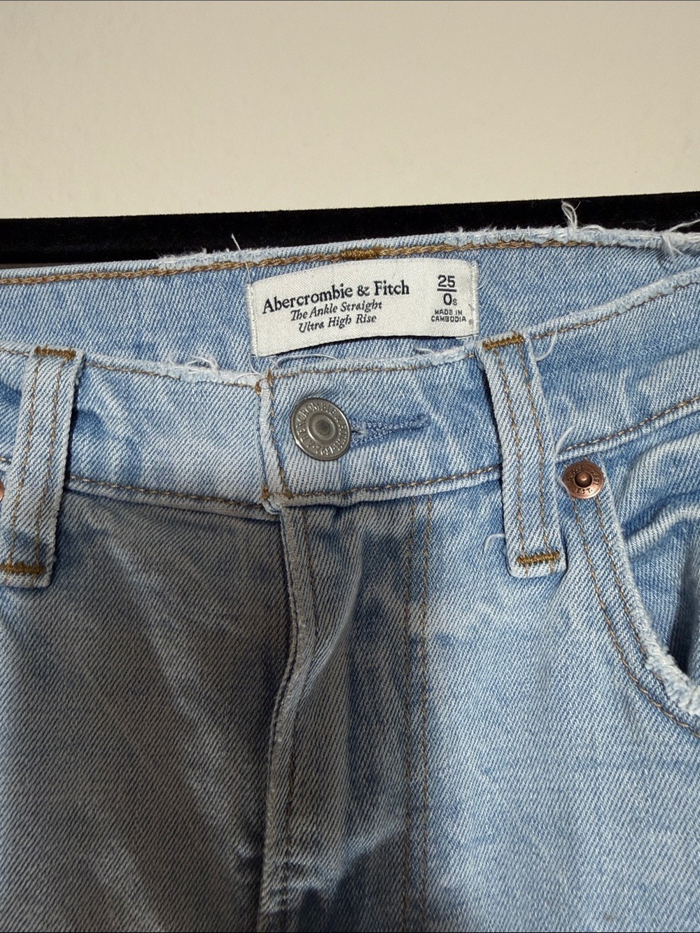 Abercrombie & Fitch Light Blue Distressed Straight-Leg Jeans - Picture 2 of 8